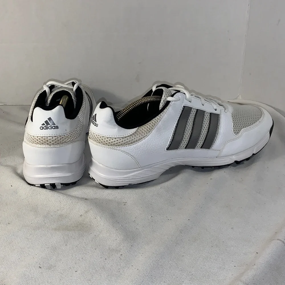 Adidas Men’s Tech Response 2.0 White/Black Golf Sneakers with Silver Stripes
